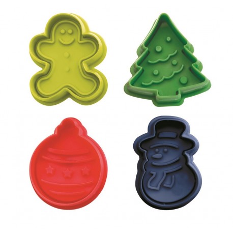 CORTAPASTAS CON EXPULSOR DE NAVIDAD 4 PIEZAS