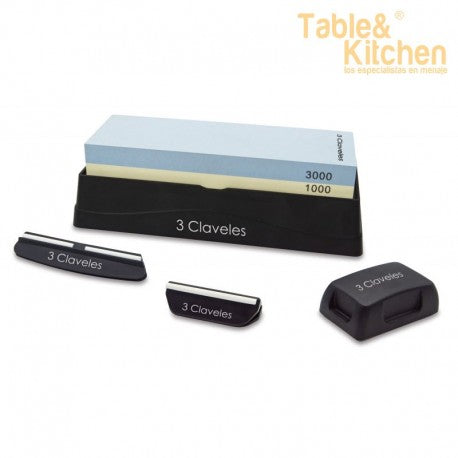 SET PIEDRA AFILADO 1000/3000 CON BASE , DOS GUIAS Y RECTIFICADOR 3C