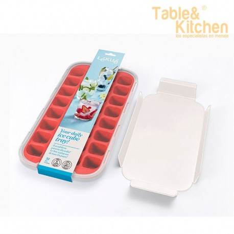 BANDEJA HIELO INDUSTRIAL 32 CUBITOS ROJA CON TAPA