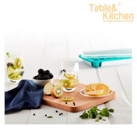 BANDEJA HIELO INDUSTRIAL 32 CUBITOS TURQUESA CON TAPA LEKUE