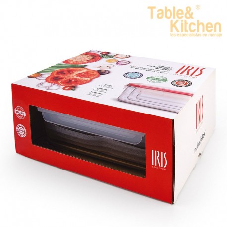 SET 3 CONTENEDORES RECTANGULARES VIDRIO BOROSILICATO