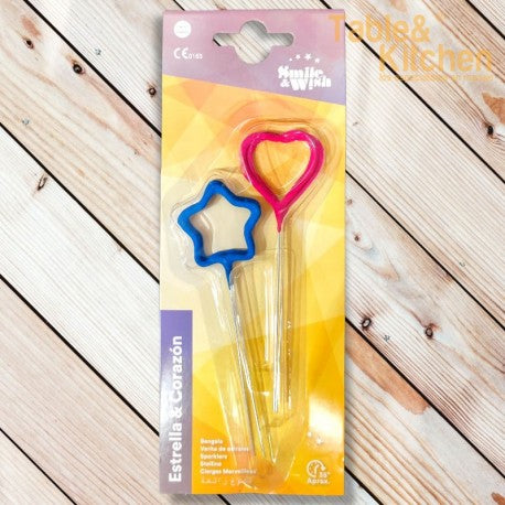 BLISTER 4 BENGALAS ESTRELLAS Y CORAZON NEON