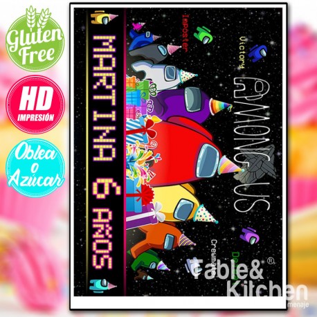IMPRESIÓN COMESTIBLE PARA TARTA AMONG US  MODELO 001