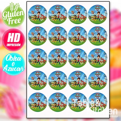 IMPRESIÓN COMESTIBLE PARA GALLETAS PATRULLA CANINA  MODELO 005