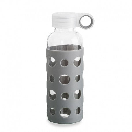 BOTELLA 0,4L VIDRIO C/SILICONA GRIS QD