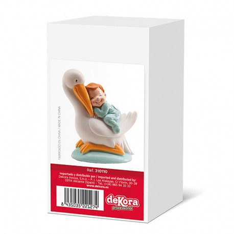 CIGÜEÑA DORMIDA AZUL 10CM