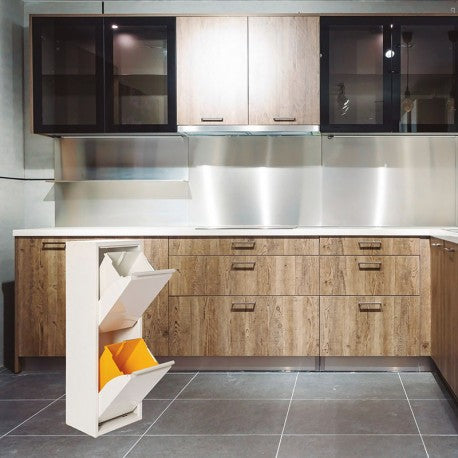 ARMARIO DE BASURA METALICO RECICLAJE 2 PUERTAS BLANCO