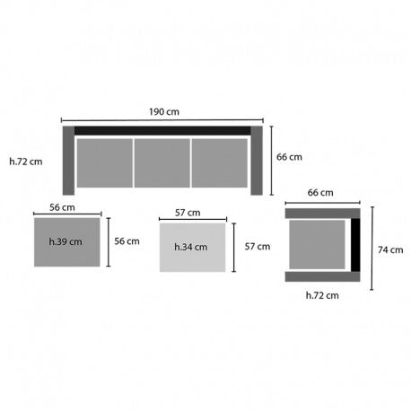 CONJUNTO MANHATTAN SOFÁ + SILLA + PUFF + MESA