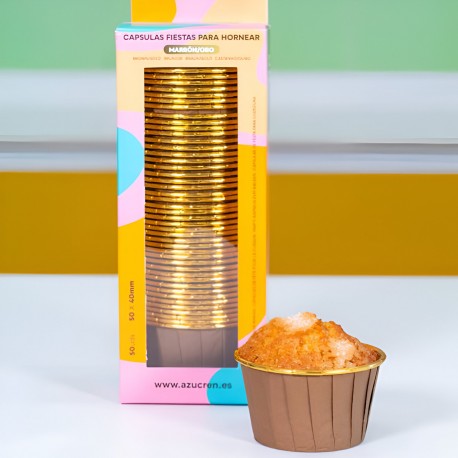 50 CAPSULAS PARA FIESTAS MARRON/ORO