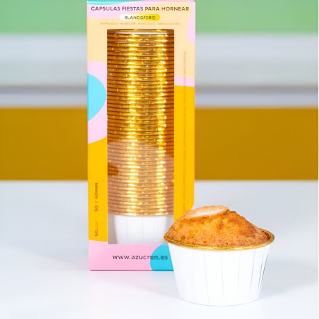 50 CAPSULAS PARA FIESTAS BLANCO/ORO