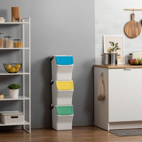 SET 3 CUBOS RECICLAJE MODULAR 20L BLANCO