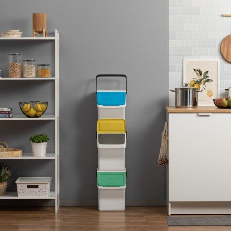 SET 3 CUBOS RECICLAJE MODULAR 20L BLANCO