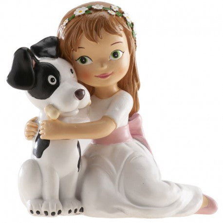 NIÑA COMUNION SENTADA CON PERRO 11.5CM