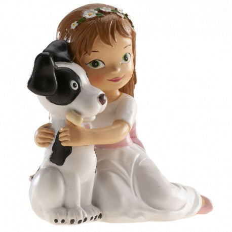 NIÑA COMUNION SENTADA CON PERRO 11.5CM