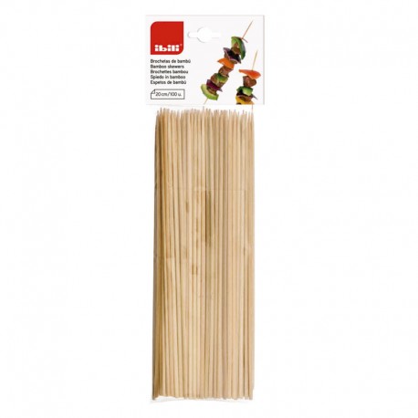 SET 100 BROCHETAS BAMBU 20CM