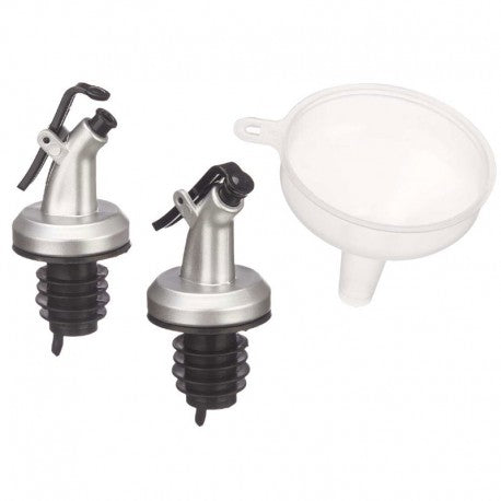SET 2 TAPONES DOSIFICADORES EMBUDO PLATA