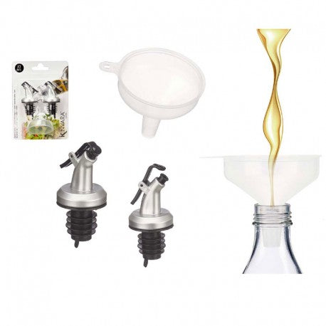 SET 2 TAPONES DOSIFICADORES EMBUDO PLATA