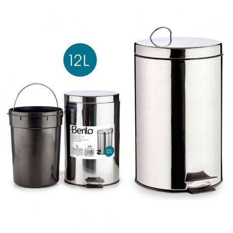 PAPELERA ACERO INOX 12L CON PEDAL