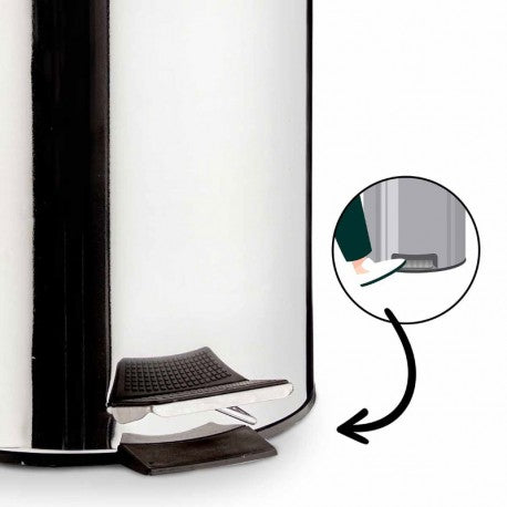 PAPELERA ACERO INOX 12L CON PEDAL