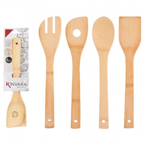 SET 4 PZAS BAMBU UTENSILIOS DE COCINA