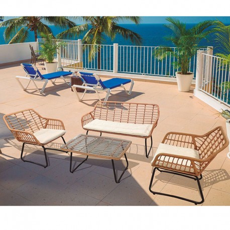 CONJUNTO 4 PIEZAS SITGES RATÁN SINTÉTICO