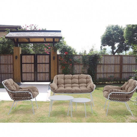 SET 2 SILLONES + SOFÁ + MESITA RATÁN BARCELONA