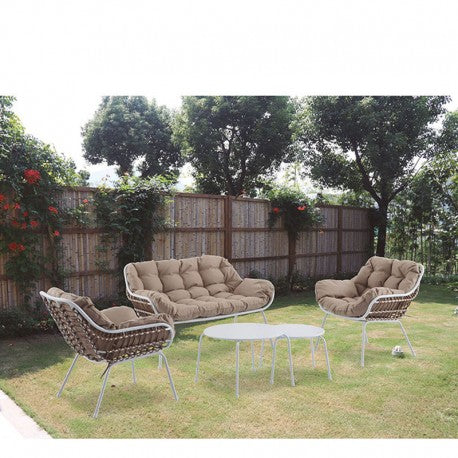 SET 2 SILLONES + SOFÁ + MESITA RATÁN BARCELONA