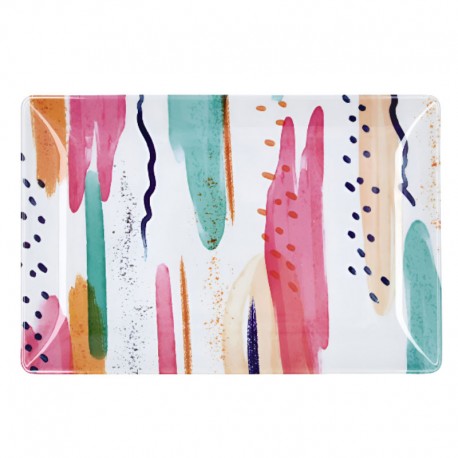 BANDEJA RECT. MELAMINA 30X20X2CM ACUARELA