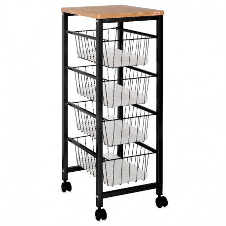 VERDULERO 4 CESTAS Y RUEDAS NEGRO