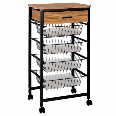 VERDULERO 4 CESTAS CAJON MADERA NEGRO