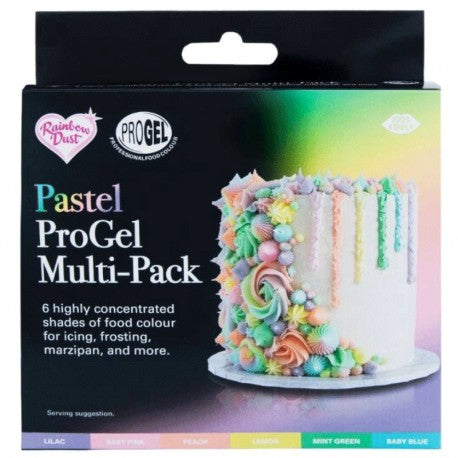 COLORANTE RAINBOW DUST EN GEL PROGEL MULTIPACK PASTEL 6 COLORES