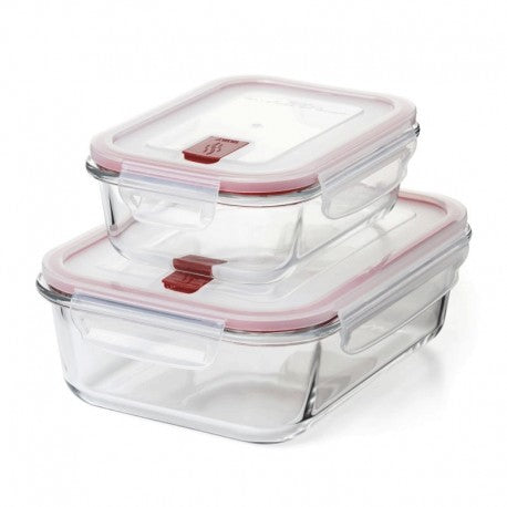 SET 2 HEMETICOS CRISTAL COOK&EAT 1,5L + 0.64L ROJO TATAY