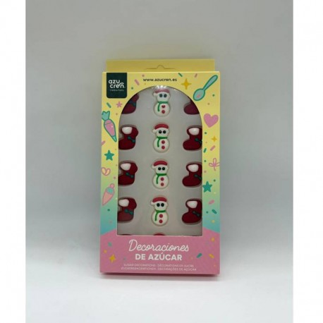 15 DECORACIONES DE AZUCAR MUÑECO DE NIEVE Y CALCETIN