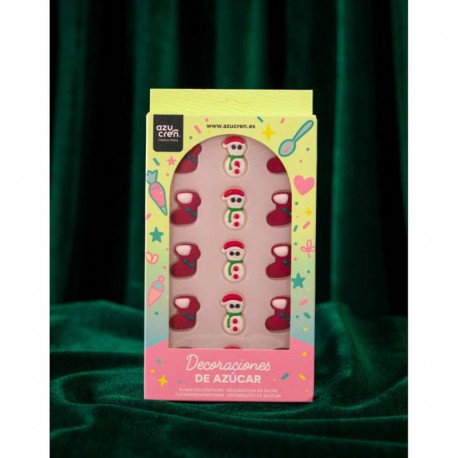 15 DECORACIONES DE AZUCAR MUÑECO DE NIEVE Y CALCETIN