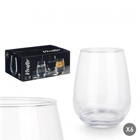 CAJA 6 VASOS BASE ANCHA 480 ML VIVALTO