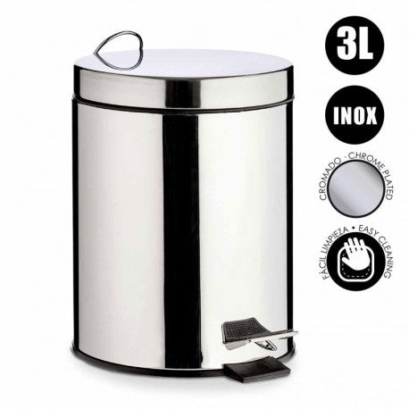 PAPELERA 3L ACERO INOX CON PEDAL