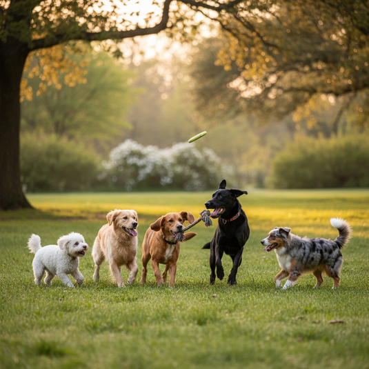 imagen para foto de perfil de instagram donde aparezca unos perros en un parque, la foto tiene que ser ultra realista