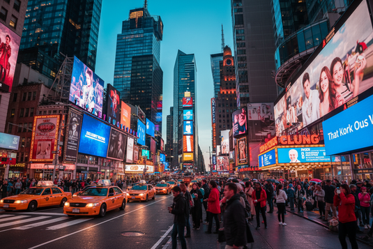 una foto ultrarealista hecha con el gran anchular del ipyoner en time squard nueva yorck